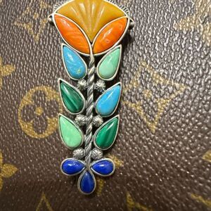 Carolyn Pollack Sterling Silver Multi Stone Mini Mosaic Pendant